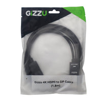 Gizzu 4K HDMI to DP Cable (1.8m) - Black-GCPHDP18