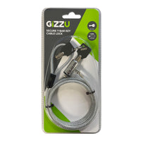 GIZZU 1.8m T-Bar Laptop Cable Lock Master Key Compatible-GCTKLMK