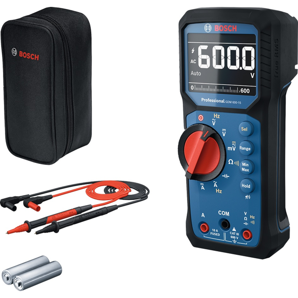Bosch GDM 600-15 Digital Multimeter | AC/DC Voltage Measurement, True RMS, Professional Electrical Testing Tool
