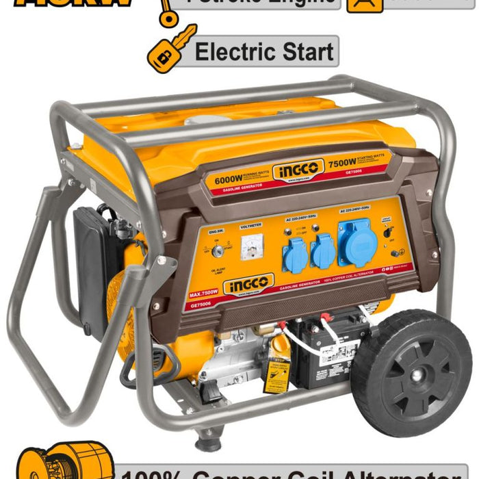 INGCO GENERATOR 4 STROKE 7.5KW 3.1LPH - GE75006