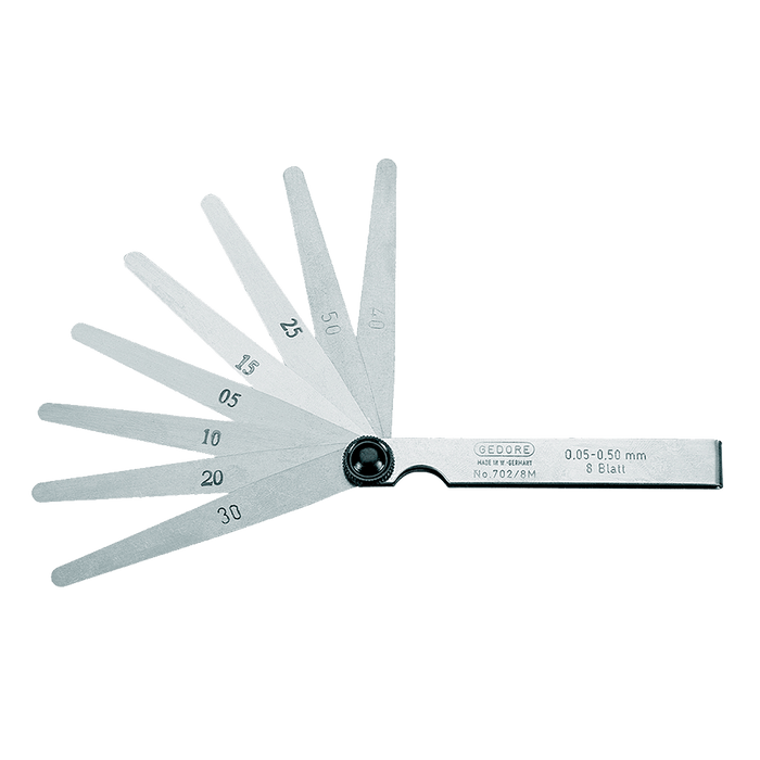 GEDORE Feeler Gauge Set 0.05-0.50 mm, 8 Blades. Precision Gap Measurement Tool for Automotive & Mechanical Applications.