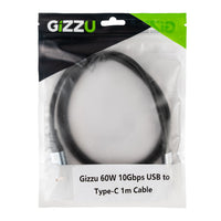GIZZU 60W USB to Type-C Cable - 10Gbps, 2m - Fast Charging Data Cable for Smartphones & Tablets
