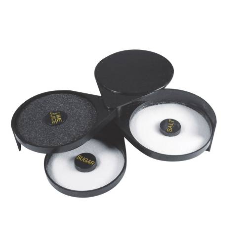 Black 3-Tier Glass Rimmer: Salt, Sugar, & Lime Juice - Perfect for Cocktails & Bar Use
