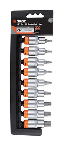Groz Socket Set Torx 1/2 Dr 9 Pc 50 Mm Gro3474