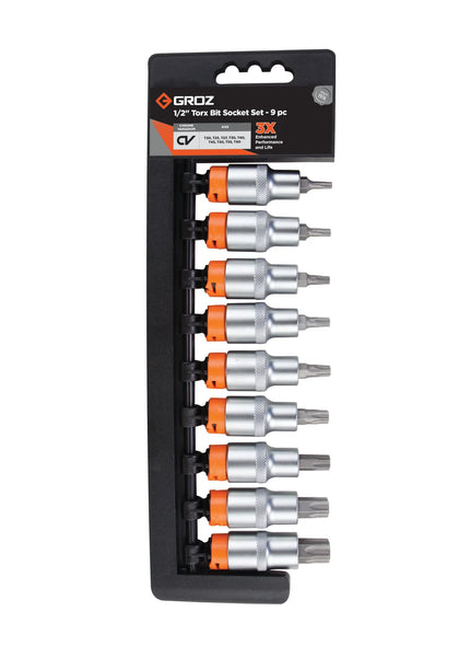 Groz Socket Set Torx 1/2 Dr 9 Pc 50 Mm Gro3474