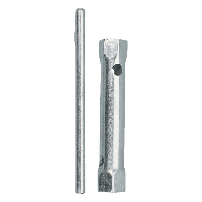 Groz Tube Spanner 18x19mm: Double Ended Box Wrench with Tommy Bar - Ideal Tool for Tight Spaces
