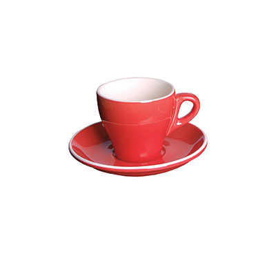 Red Espresso Cup and Saucer - Fortis Italia - Italian Style Coffee Cup