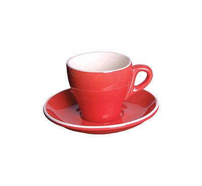Fortis Italia Red Cappuccino Cup 16cl. Italian Style Coffee Cup on Saucer. Shop at Chavda.com