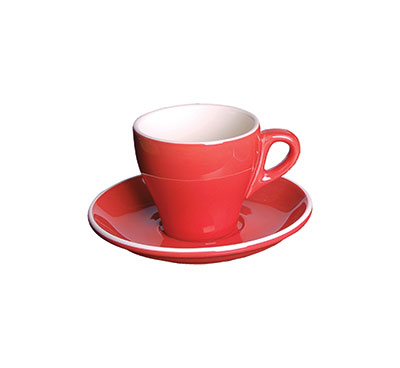 Red Cappuccino Cup and Saucer - Fortis Italia - 14.1cm - Italian Style
