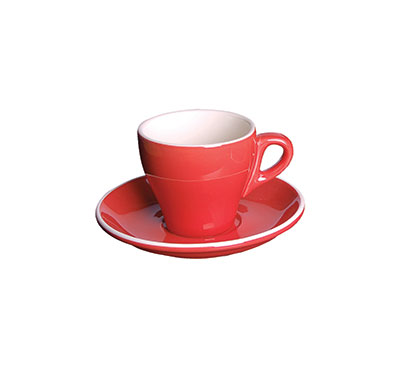 Red Cappuccino Cup and Saucer: Stylish Coffee Drinkware