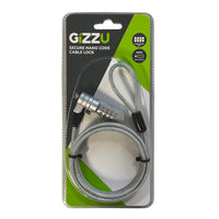 Gizzu Nano Combination Lock Security Cable - Laptop Anti-Theft Cable, Silver