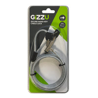 GIZZU Laptop Security Cable with Key Lock: Anti-Theft Device for Notebooks, Silver Steel Cable and Keys