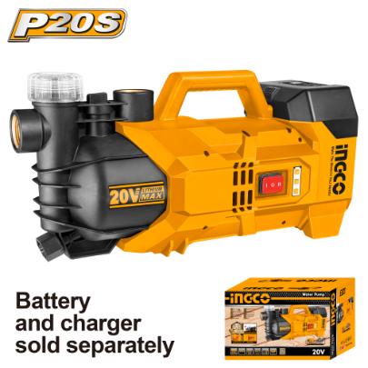 INGCO 20V Water Pump - Cordless Power, 47L/M Flow Rate, Rechargeable Battery Sold Separately. Best for gardening and home use.