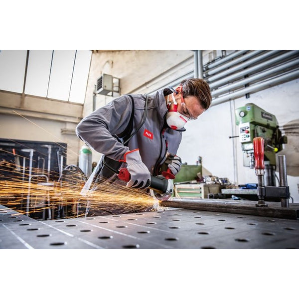 FLEX LS1400 Angle Grinder in Action: Professional metalworking with spark protection, chavda.com