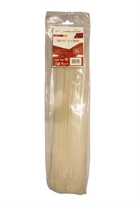 Cable Ties E/Mate White 385 X4.7 Mm P/100 Ct010