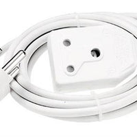 White 3 Meter Extension Lead - SABS Approved - Durable Power Cable - 3 Pin Plug