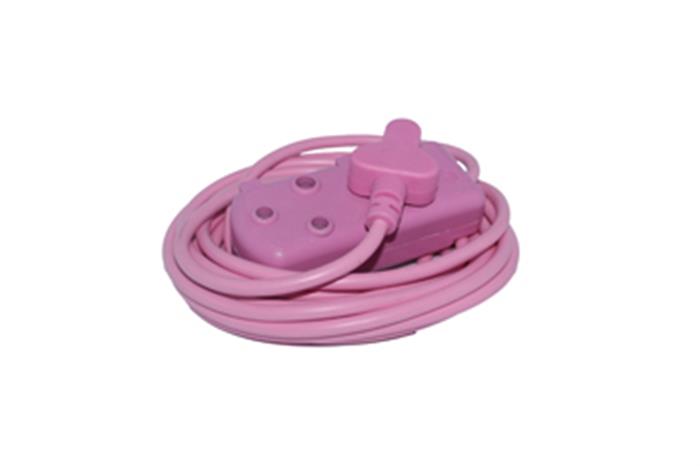 Pink 5M Extension Cord - 3 Pin Sockets, Light Duty, SABS Approved Power Lead