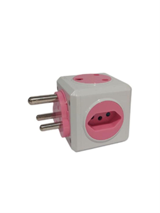 Adaptor Multi Socket Cube Pink