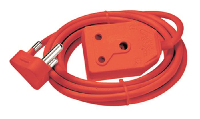 Red Extension Lead 3-Pin Plug, 3.5m Cable, SABS Approved Power Cord