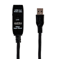 GIZZU USB 3.0 Active Extension Cable 5m Black: High-Speed Data Transfer, Printer & Computer Compatible