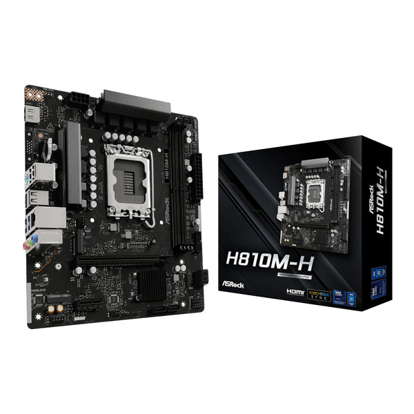 ASRock H810M-H Intel LGA1851 Micro ATX Motherboard - Black-H810M-H