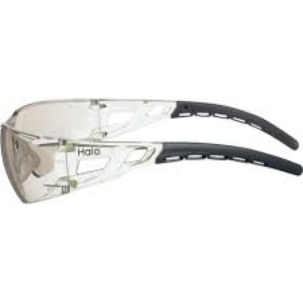 HALO Sports Style Frameless Grey Lens Safety Glasses - Clear Vision Protection