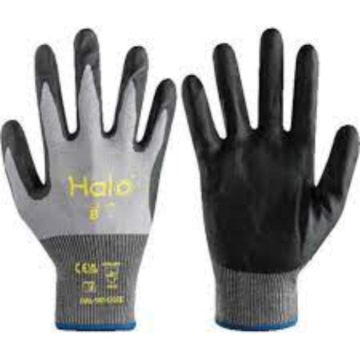Halo Cut B Gloves: 18 Gauge Nitrile Palm Coated Work Gloves, Size 6, Cut Resistant, Safety Hand Protection
