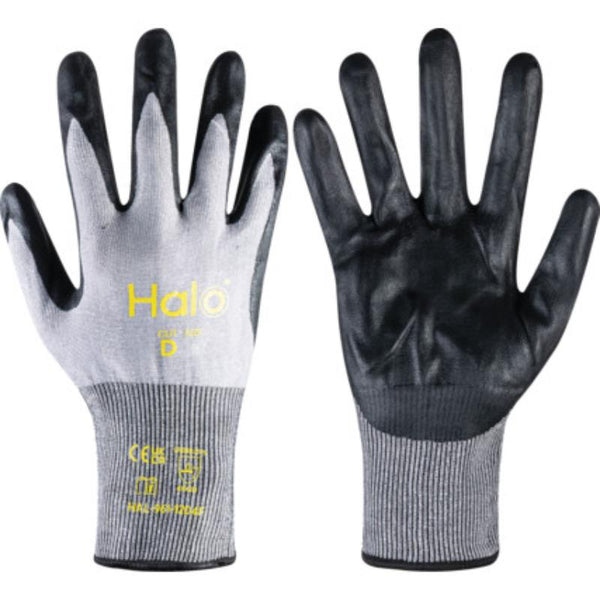 Halo Cut D 18 Gauge Nitrile Palm Coated Gloves Size 8 - Cut Resistant Work Gloves for Safety and Protection