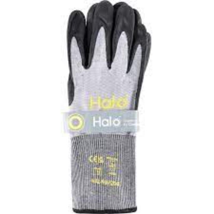 Halo Glove Cut Resistant D - 18 Gauge Nitrile Coated Work Glove Size 9 - Protective Handwear, Safety Gear