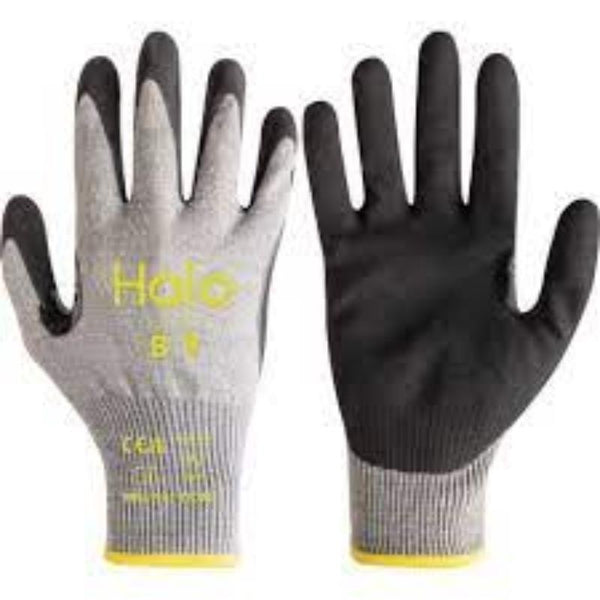 HALO Cut F Gloves - 18 Gauge Nitrile Palm Coated, Size 7 - Safety Work Gloves