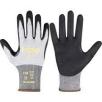 HALO Cut F 18 Gauge Nitrile Palm Coated Gloves - Size 8, Cut Resistant Work Gloves