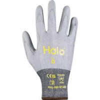 HALO Cut D Safety Gloves 18 Gauge PU Palm Coated Size 6 - Industrial Work Gloves, Cut Resistant Glove