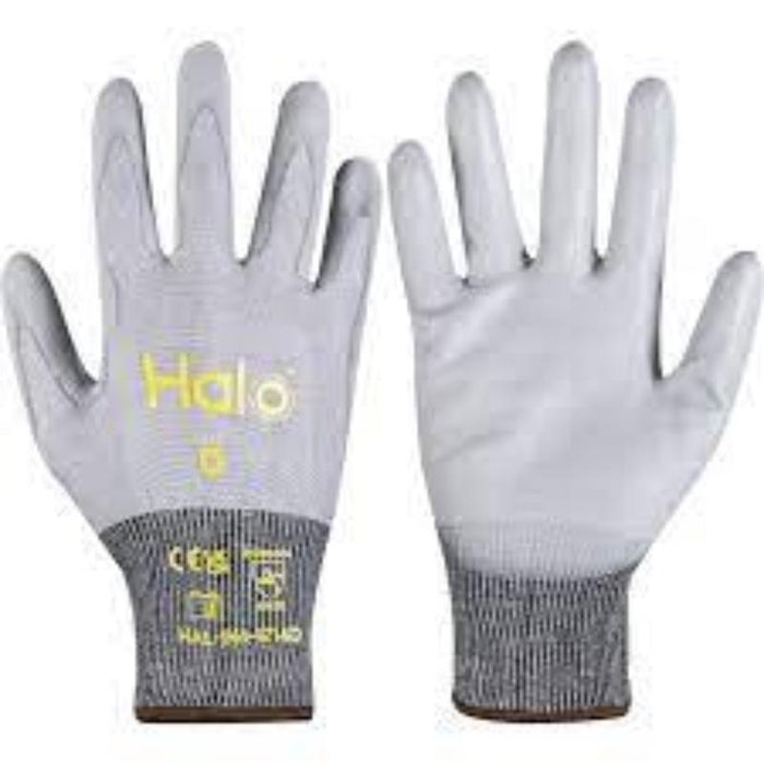 HALO Cut D Gloves, 18 Gauge PU Palm Coated Size 7 - High Dexterity & Protection Work Gloves