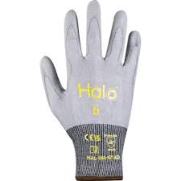 Halo Cut D 18 Gauge PU Palm Coated Work Glove - Size 10, Cut Resistant, Durable
