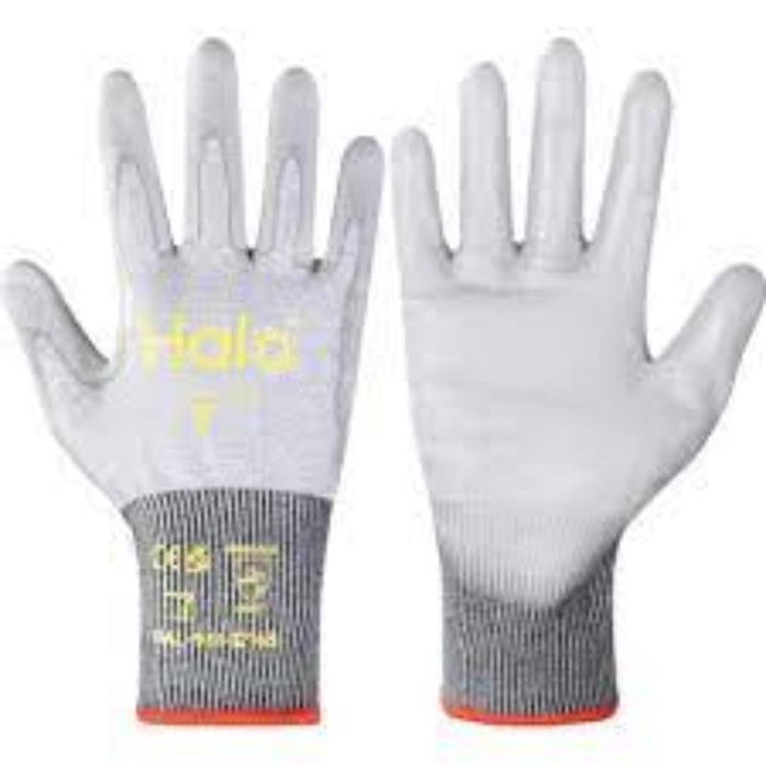 HALO Cut F 18 Gauge PU Palm Coated Gloves Size 10 | Cut Resistant Work Safety Gloves