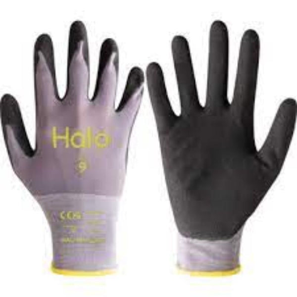HALO 18 Gauge Work Gloves - Sandy Nitrile Palm Coated, Size 11 - Durable Hand Protection