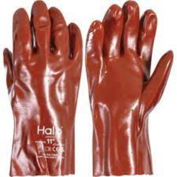 Halo PVC FULLY COATED 14" GAUNTLETS(JERSEY LINING) RED