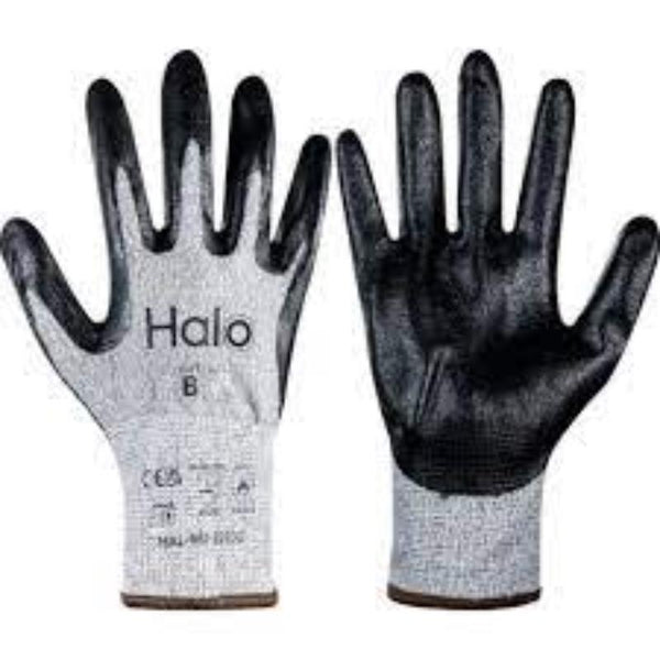 Halo Cut B Gloves: 13G Foam Nitrile Palm Coated, Size 10. Cut Resistant Work Gloves for Grip & Protection (HAL9612210J)