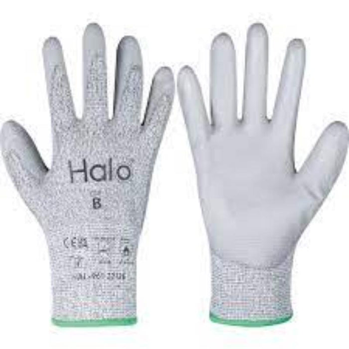 Halo Cut B Gloves - Size 6, 13G PU Palm Coated - Work Gloves, Safety Gloves, Cut Resistant Gloves