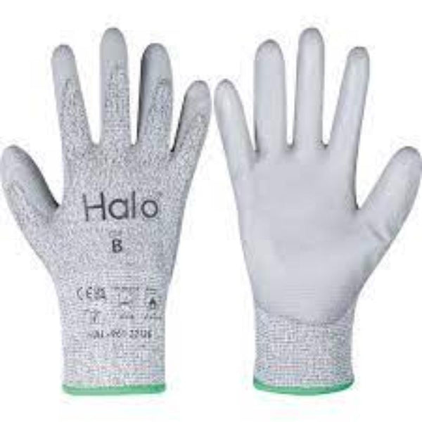 Halo Cut B Gloves - Size 6, 13G PU Palm Coated - Work Gloves, Safety Gloves, Cut Resistant Gloves