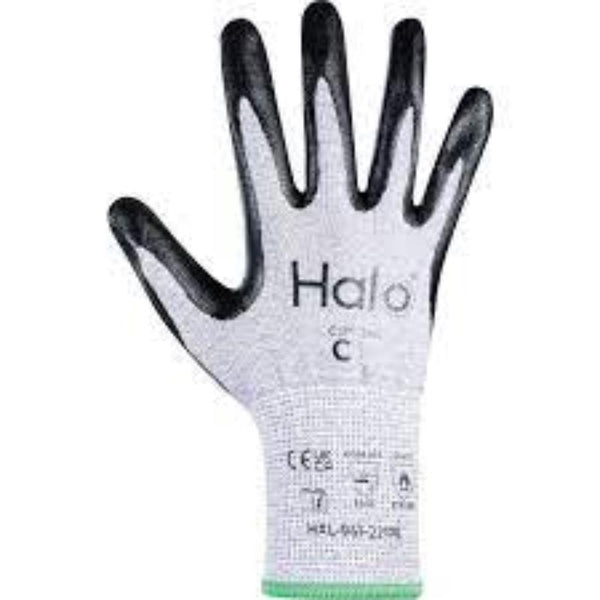 Cromwell Halo Cut C Gloves, Size 7: 13G Foam Nitrile Palm Coated Safety Gloves. Cut Resistant Work Gloves.