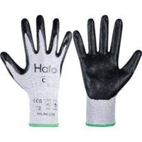 Halo Cut C Nitrile Palm Coated Work Gloves - Size 8 (Pack of 12). Cut Resistant Safety Gloves.