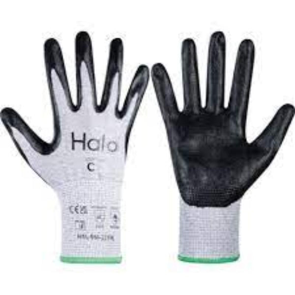 CROMWELL Cut Resistant Glove: Nitrile Coated Safety Glove, Size 9, Halo Brand