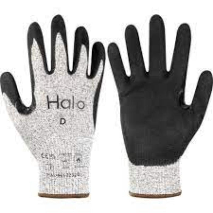 HALO Cut D Sandy Nitrile Work Gloves Size 9. Cut Resistant Safety Gloves for Construction, Mechanics, Gardening - Chavda.com
