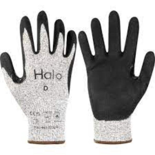HALO Cut D Sandy Nitrile Work Gloves Size 9. Cut Resistant Safety Gloves for Construction, Mechanics, Gardening - Chavda.com
