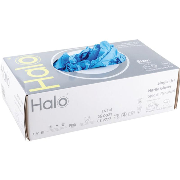 Halo GLOVES DISPOSABLE BLUE NITRILE3.5G (PK-100) (SZ-XL)