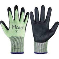 HALO Cut D Green Nitrile Work Gloves Size 9: High-Performance Safety Gloves, Cut Resistant Level D, Comfortable Foam Nitrile Coating