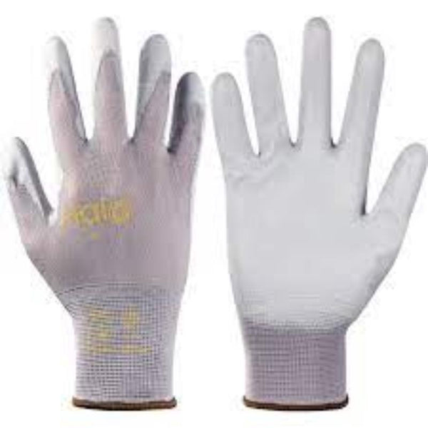 HALO Grey Nylon PU Coated Work Gloves SZ-8 | Lightweight, Flexible & Durable Protective Handwear
