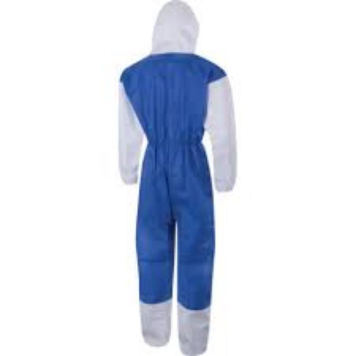 HALO Dual White/Blue Hooded Type 5&6 Coverall (XL) - Protection Workwear
