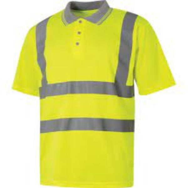Cromwell Hi-Vis Polo Shirt, EN20471 Yellow Safety Workwear. High Visibility Polo Shirt for Men, 4XL Size
